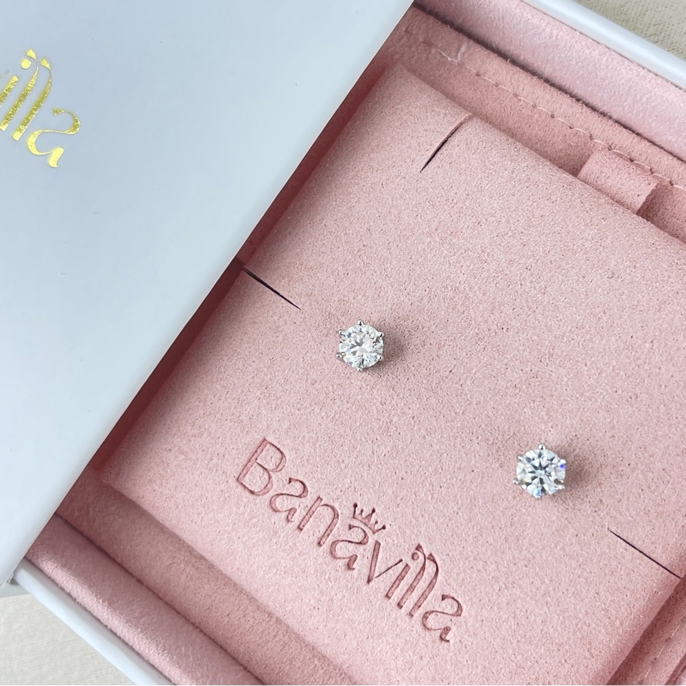 S925 Moissanite Solitaire Diamond Studs - Picture 7 of 7